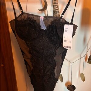 Elegant Black Lace Bodysuit